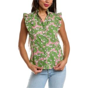 Flora Bea NY Vibrant Floral Ruffle Sleeve Blouse